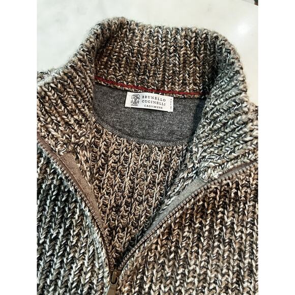 $6000 Brunello Cucinelli Chunky Flecked 100% Cashmere Cardigan Size IT54 Large - Picture 4 of 11